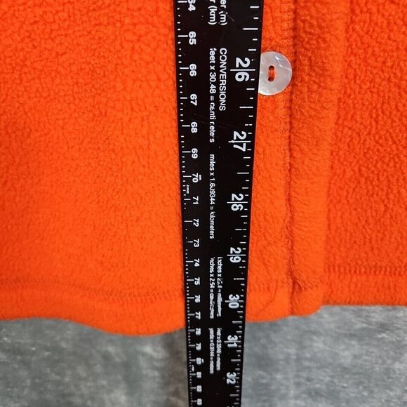 Talbots Vintage Women's Sz Lg Fleece Orange Jacket Cardigan Long Warm USA - Picture 3 of 8